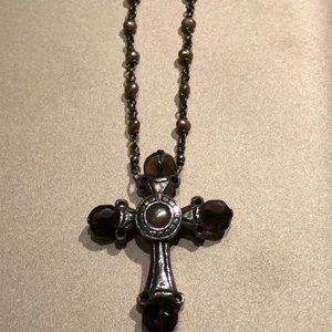 Smokey topaz and pearl necklace